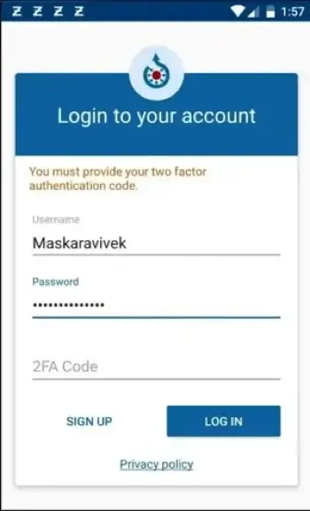 Two-Factor authentication (2FA) requires additional security code entered upon login.
